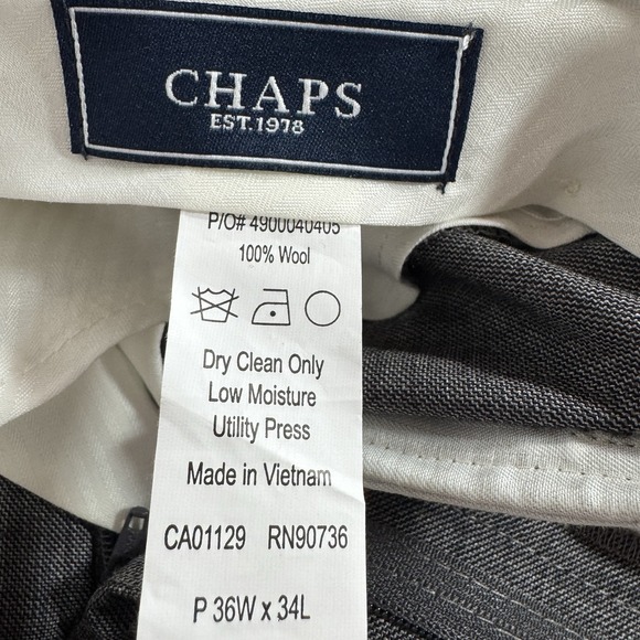 Chaps Wool Dress Pants NWT Men's 36x34 Sut Separates Flat Front Grey Trousers - Picture 5 of 14